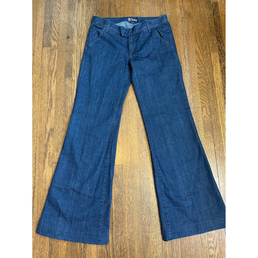 Anlo Dark Wash Wide Leg Flare Jeans Size 30 Blue Denim Made in USA Trouser Style